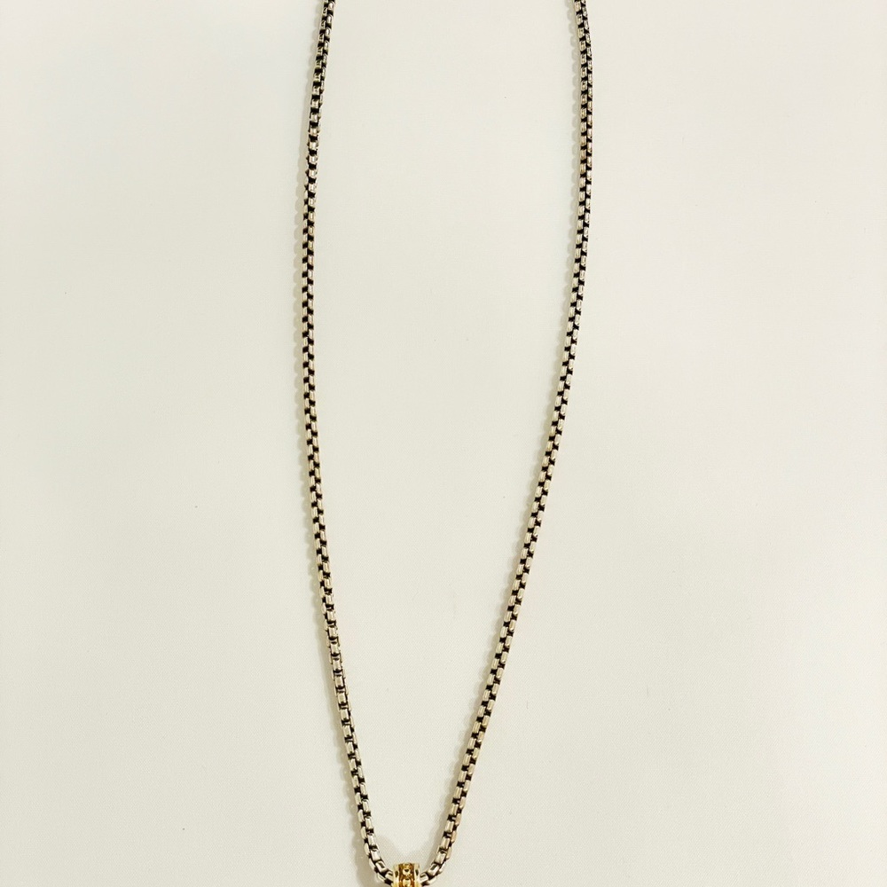 David Yurman Sterling & 14k Gold Diamond Albion Dome 18’’Necklace Pendant - Picture 4 of 6